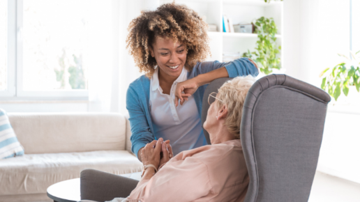 live-in care assistant with service user in their home