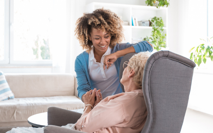 live-in care assistant with service user in their home